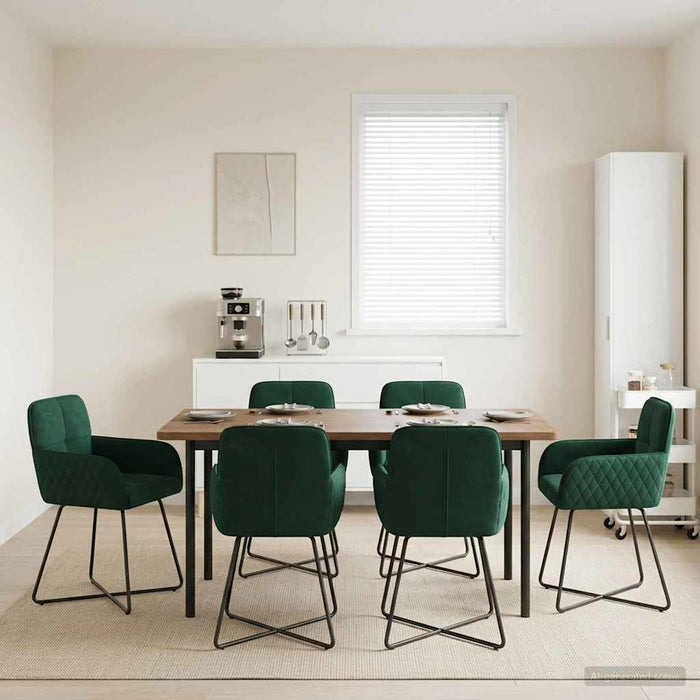 Scaune de dining 6 pcs Catifea Verde închis 59 x 56,5 x 86 cm WALTI