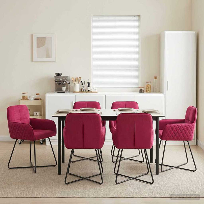 Scaune de dining 6 pcs Catifea Roșu Vin 59 x 56,5 x 86 cm WALTI
