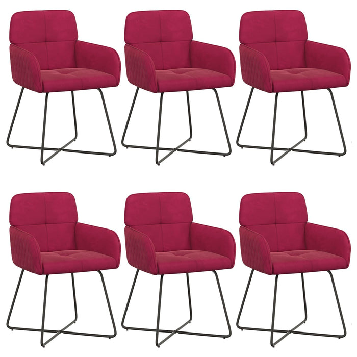 Scaune de dining 6 pcs Catifea Roșu Vin 59 x 56,5 x 86 cm WALTI