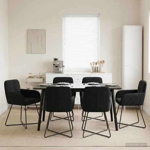 Scaune de dining 6 pcs Catifea Negru 59 x 56,5 x 86 cm - WALTI WALTI