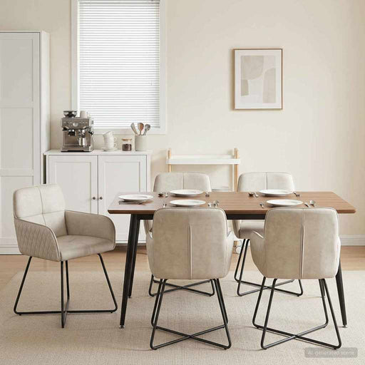 Scaune de dining 6 pcs Catifea Crem 59 x 56,5 x 86 cm - WALTI WALTI