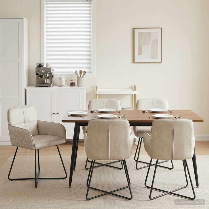Scaune de dining 6 pcs Catifea Crem 59 x 56,5 x 86 cm WALTI