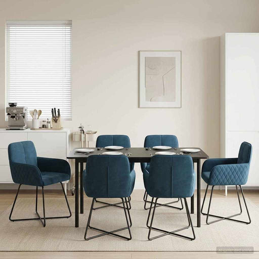 Scaune de dining 6 pcs Catifea albastru 59 x 56,5 x 86 cm - WALTI WALTI