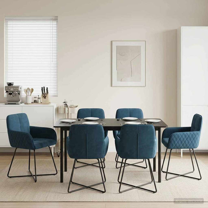 Scaune de dining 6 pcs Catifea albastru 59 x 56,5 x 86 cm WALTI