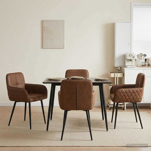 Scaune de dining 4 pcs Piele Suedată Sintetică Maro - WALTI WALTI