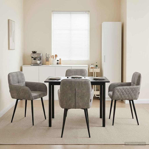 Scaune de dining 4 pcs Piele Suedată Sintetică Gri deschis - WALTI WALTI