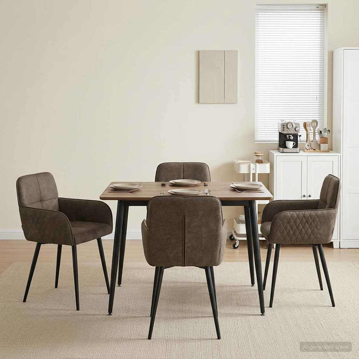 Scaune de dining 4 pcs Piele Suedată Sintetică Gri închis WALTI
