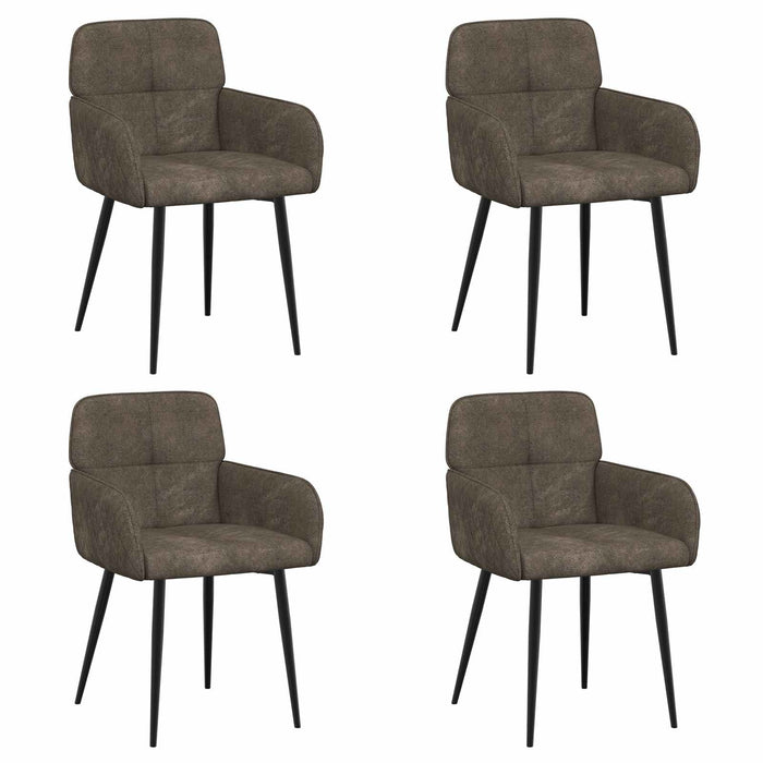 Scaune de dining 4 pcs Piele Suedată Sintetică Gri închis WALTI