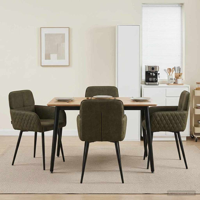 Scaune de dining 4 pcs Piele Suedată Sintetică Verde Army WALTI