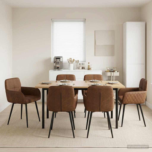 Scaune de dining 6 pcs Piele Suedată Sintetică Maro - WALTI WALTI