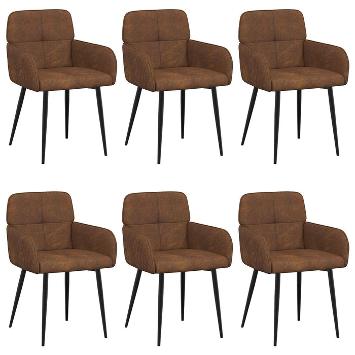 Scaune de dining 6 pcs Piele Suedată Sintetică Maro WALTI