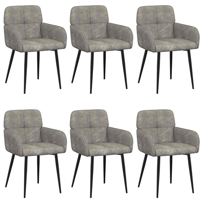 Scaune de dining 6 pcs Piele Suedată Sintetică Gri deschis WALTI