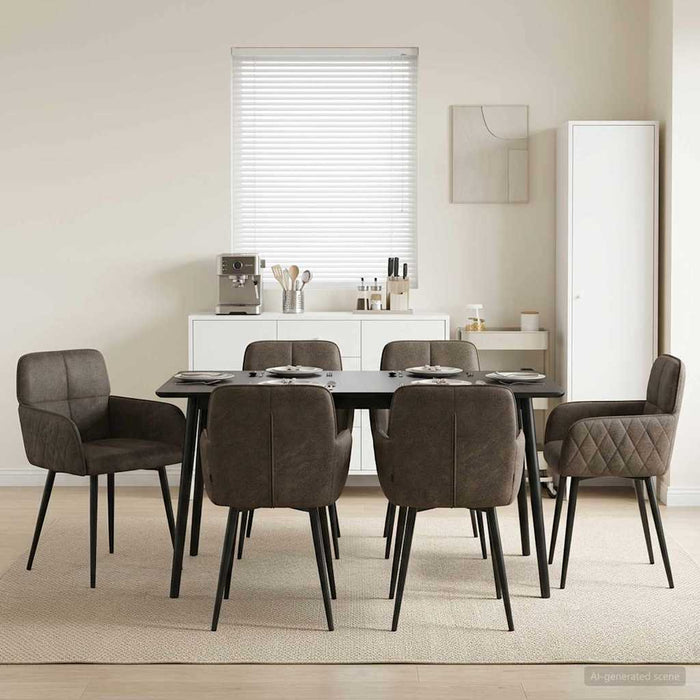Scaune de dining 6 pcs Piele Suedată Sintetică Gri închis WALTI