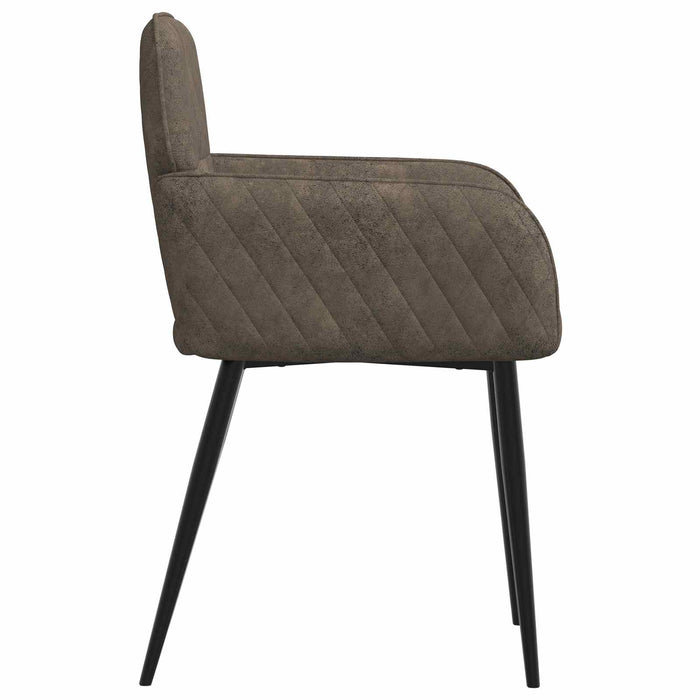 Scaune de dining 6 pcs Piele Suedată Sintetică Gri închis WALTI