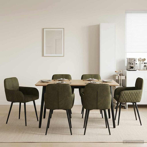 Scaune de dining 6 pcs Piele Suedată Sintetică Verde Army - WALTI WALTI
