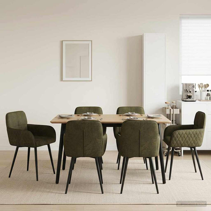 Scaune de dining 6 pcs Piele Suedată Sintetică Verde Army WALTI