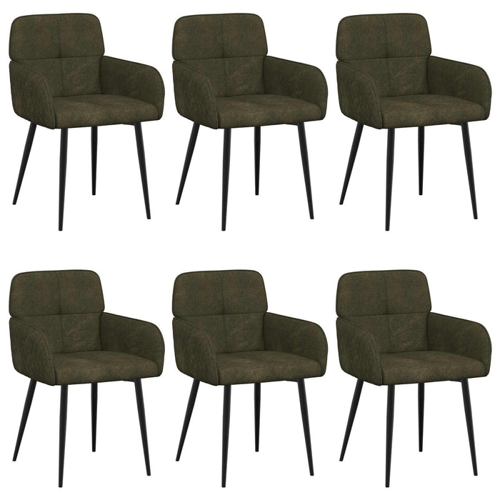 Scaune de dining 6 pcs Piele Suedată Sintetică Verde Army WALTI
