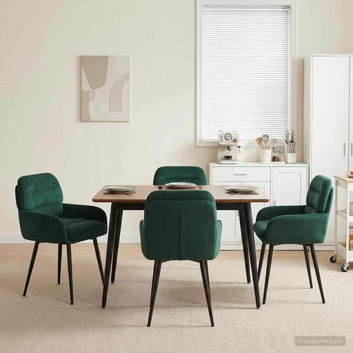 Scaune de dining 4 pcs Catifea Verde închis 59 x 59,5 x 90 cm - WALTI WALTI