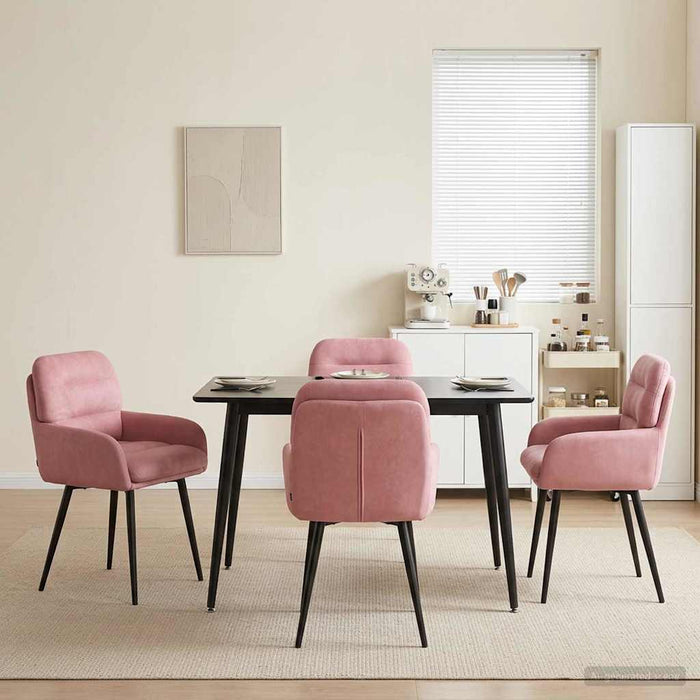 Scaune de dining 4 pcs Catifea Roz 59 x 59,5 x 90 cm WALTI
