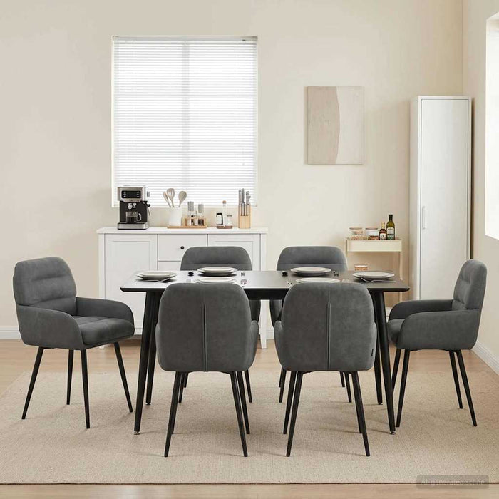Scaune de dining 6 pcs Catifea Gri închis 59 x 59,5 x 90 cm WALTI
