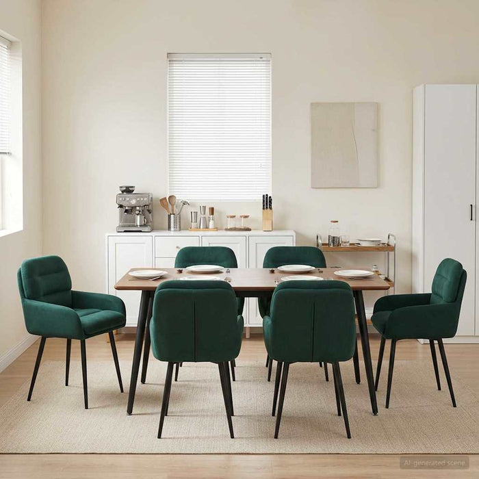 Scaune de dining 6 pcs Catifea Verde închis 59 x 59,5 x 90 cm WALTI