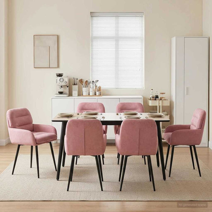 Scaune de dining 6 pcs Catifea Roz 59 x 59,5 x 90 cm WALTI