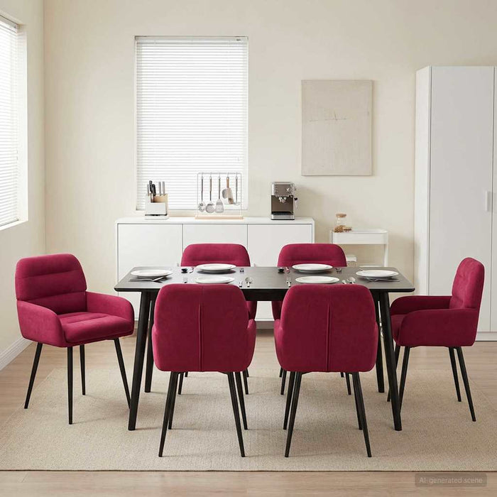 Scaune de dining 6 pcs Catifea Roșu Vin 59 x 59,5 x 90 cm WALTI