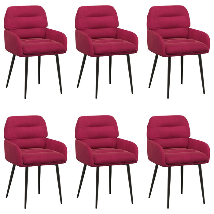 Scaune de dining 6 pcs Catifea Roșu Vin 59 x 59,5 x 90 cm WALTI