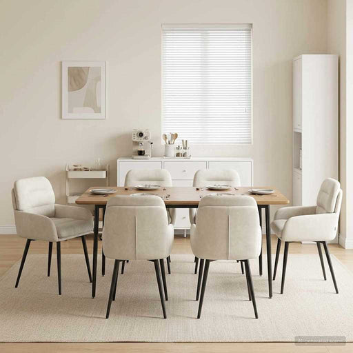 Scaune de dining 6 pcs Catifea Crem 59 x 59,5 x 90 cm - WALTI WALTI