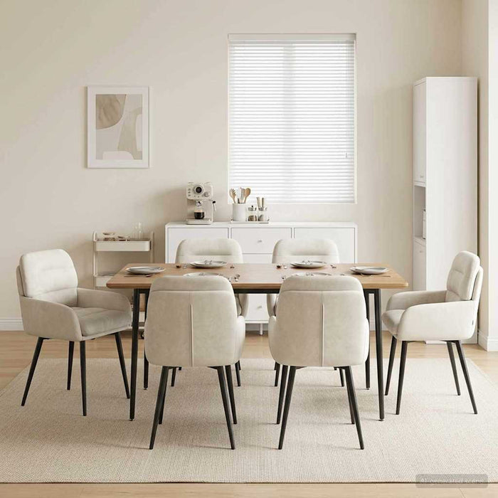 Scaune de dining 6 pcs Catifea Crem 59 x 59,5 x 90 cm WALTI