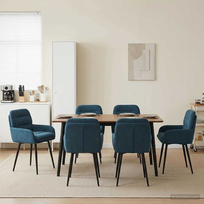 Scaune de dining 6 pcs Catifea albastru 59 x 59,5 x 90 cm WALTI