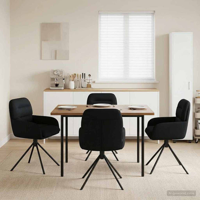 Scaune de dining rotative 4 pcs Piele artificială Negru WALTI
