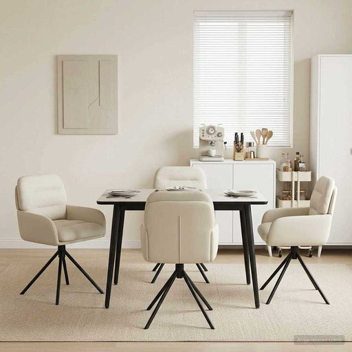 Scaune de dining rotative 4 pcs Piele artificială Crem - WALTI WALTI