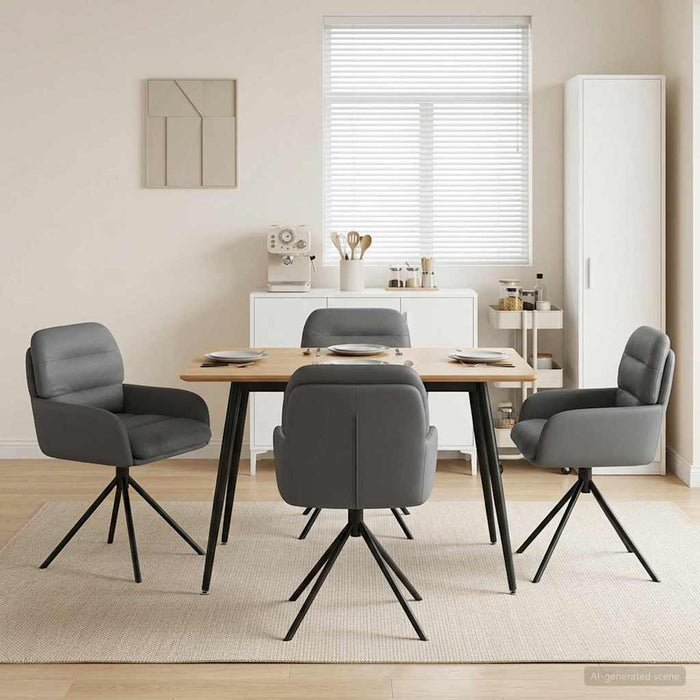 Scaune de dining rotative 4 pcs Piele artificială Gri WALTI