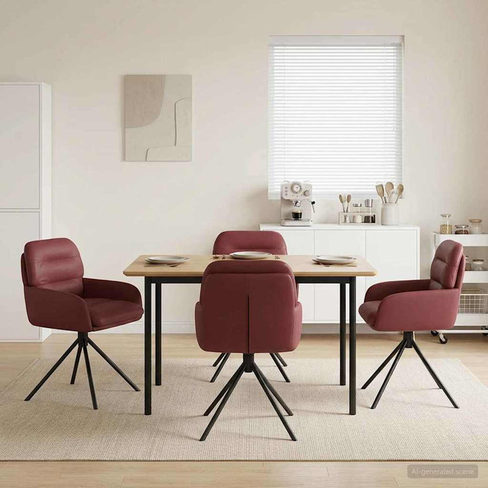 Scaune de dining rotative 4 pcs Piele artificială Roșu Vin WALTI