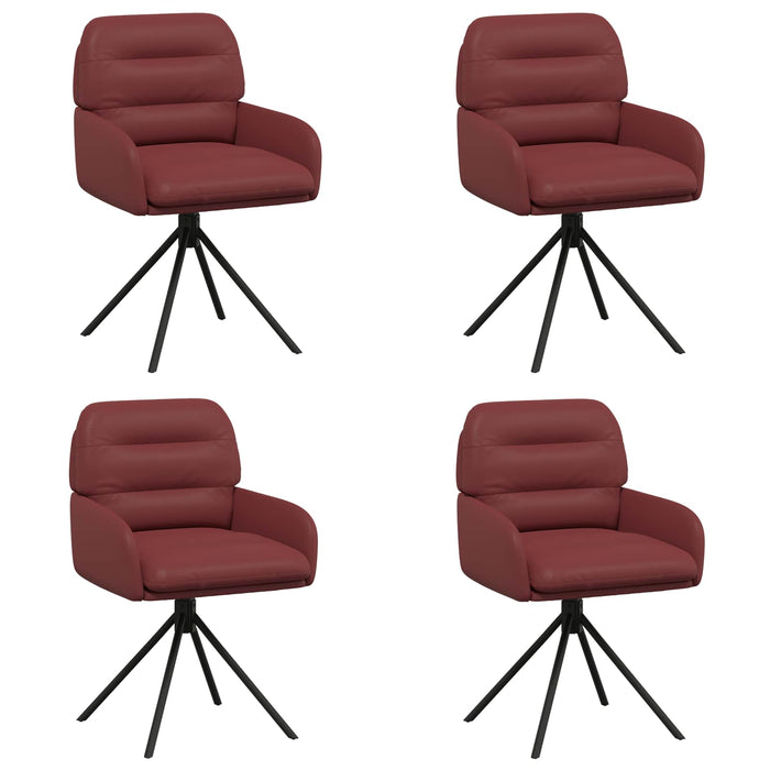 Scaune de dining rotative 4 pcs Piele artificială Roșu Vin WALTI