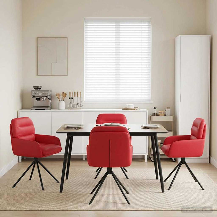 Scaune de dining rotative 4 pcs Piele artificială Roșu WALTI