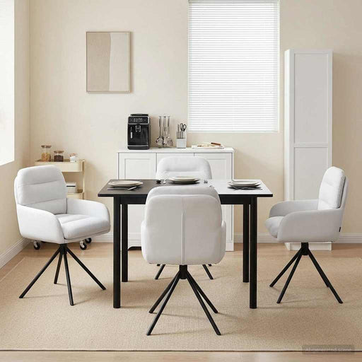 Scaune de dining rotative 4 pcs Piele artificială Alb - WALTI WALTI