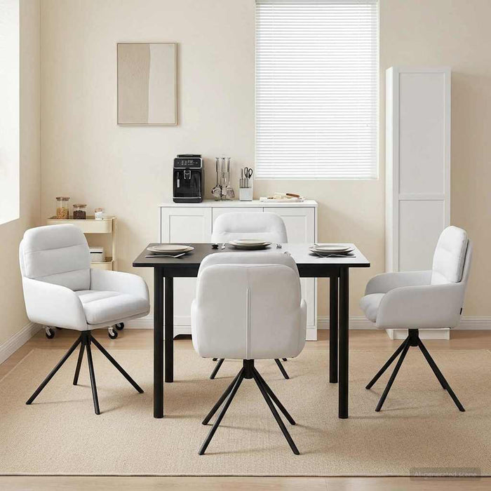 Scaune de dining rotative 4 pcs Piele artificială Alb WALTI