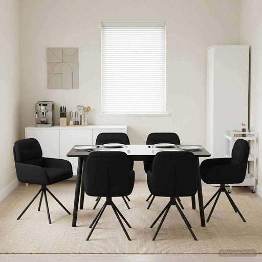 Scaune de dining rotative 6 pcs Piele artificială Negru - WALTI WALTI