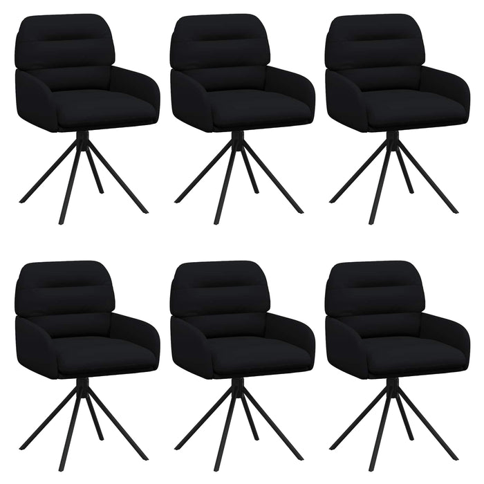 Scaune de dining rotative 6 pcs Piele artificială Negru WALTI