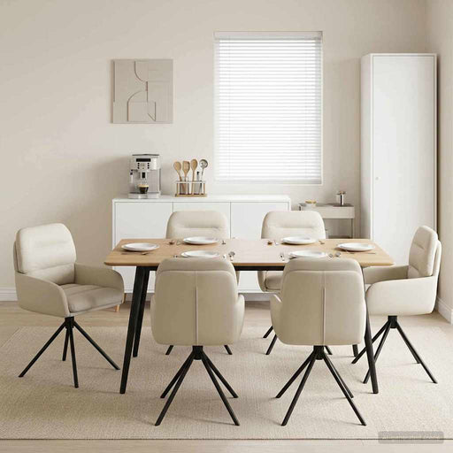 Scaune de dining rotative 6 pcs Piele artificială Crem - WALTI WALTI