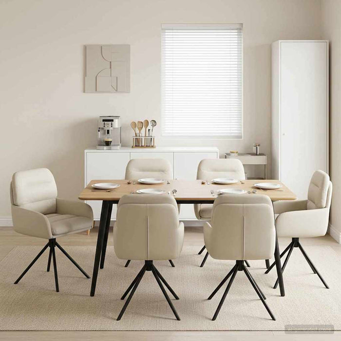 Scaune de dining rotative 6 pcs Piele artificială Crem WALTI