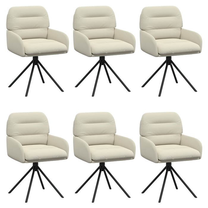 Scaune de dining rotative 6 pcs Piele artificială Crem WALTI
