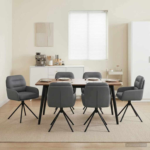 Scaune de dining rotative 6 pcs Piele artificială Gri - WALTI WALTI