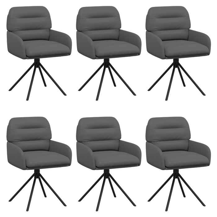 Scaune de dining rotative 6 pcs Piele artificială Gri WALTI