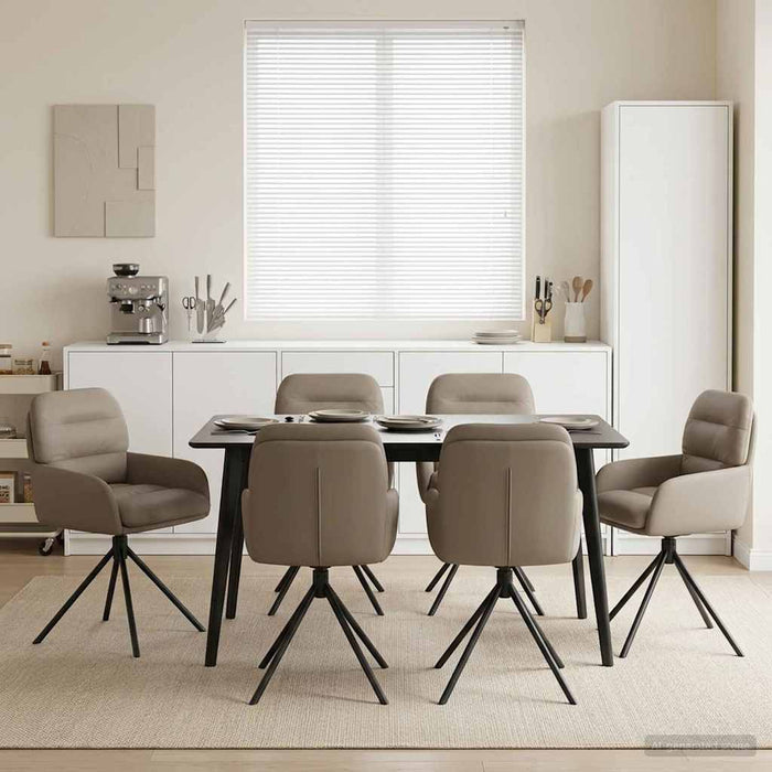 Scaune de dining rotative 6 pcs Piele artificială Cappuccino WALTI