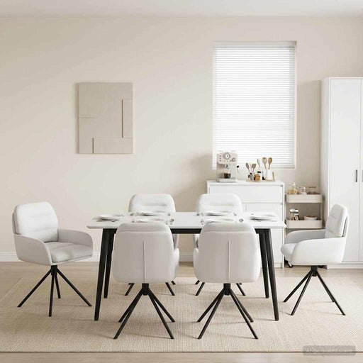 Scaune de dining rotative 6 pcs Piele artificială Alb - WALTI WALTI