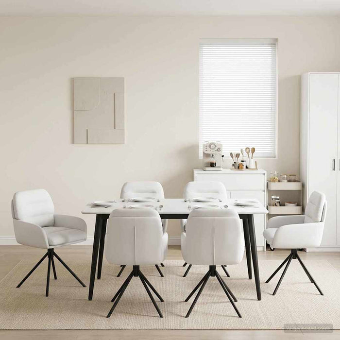 Scaune de dining rotative 6 pcs Piele artificială Alb WALTI