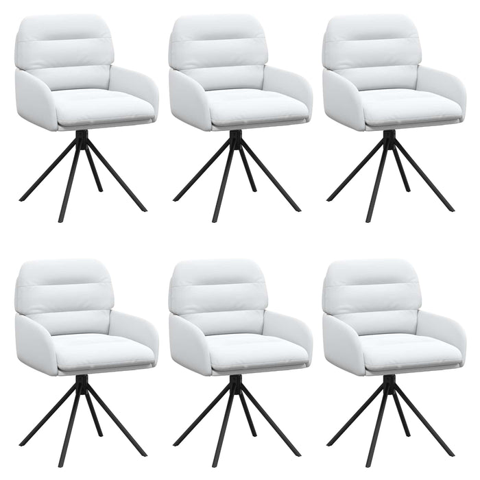 Scaune de dining rotative 6 pcs Piele artificială Alb WALTI